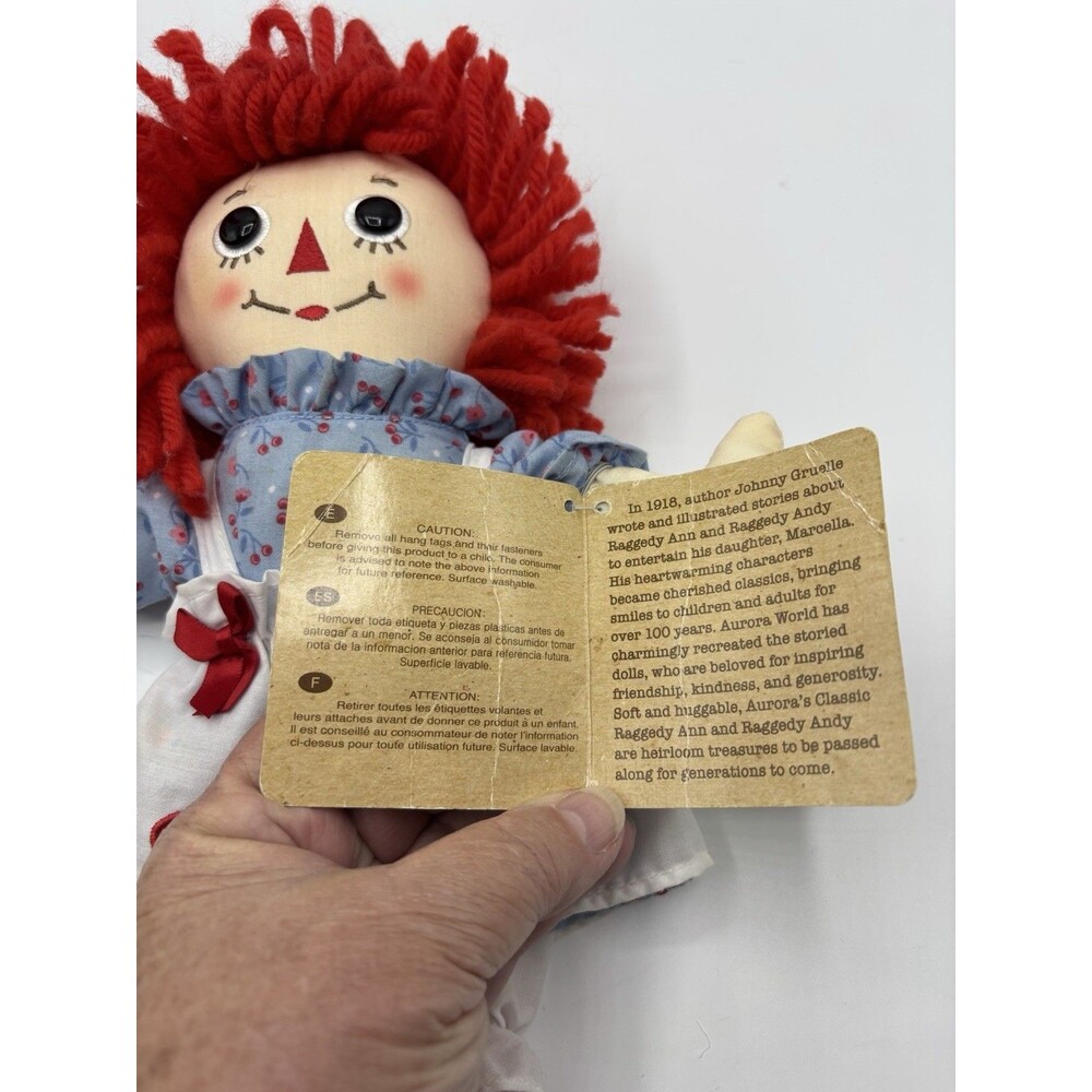 Handmade By Aurora Hasbro Raggedy Ann Plush 14" Doll With Tag - Picture 8 of 15